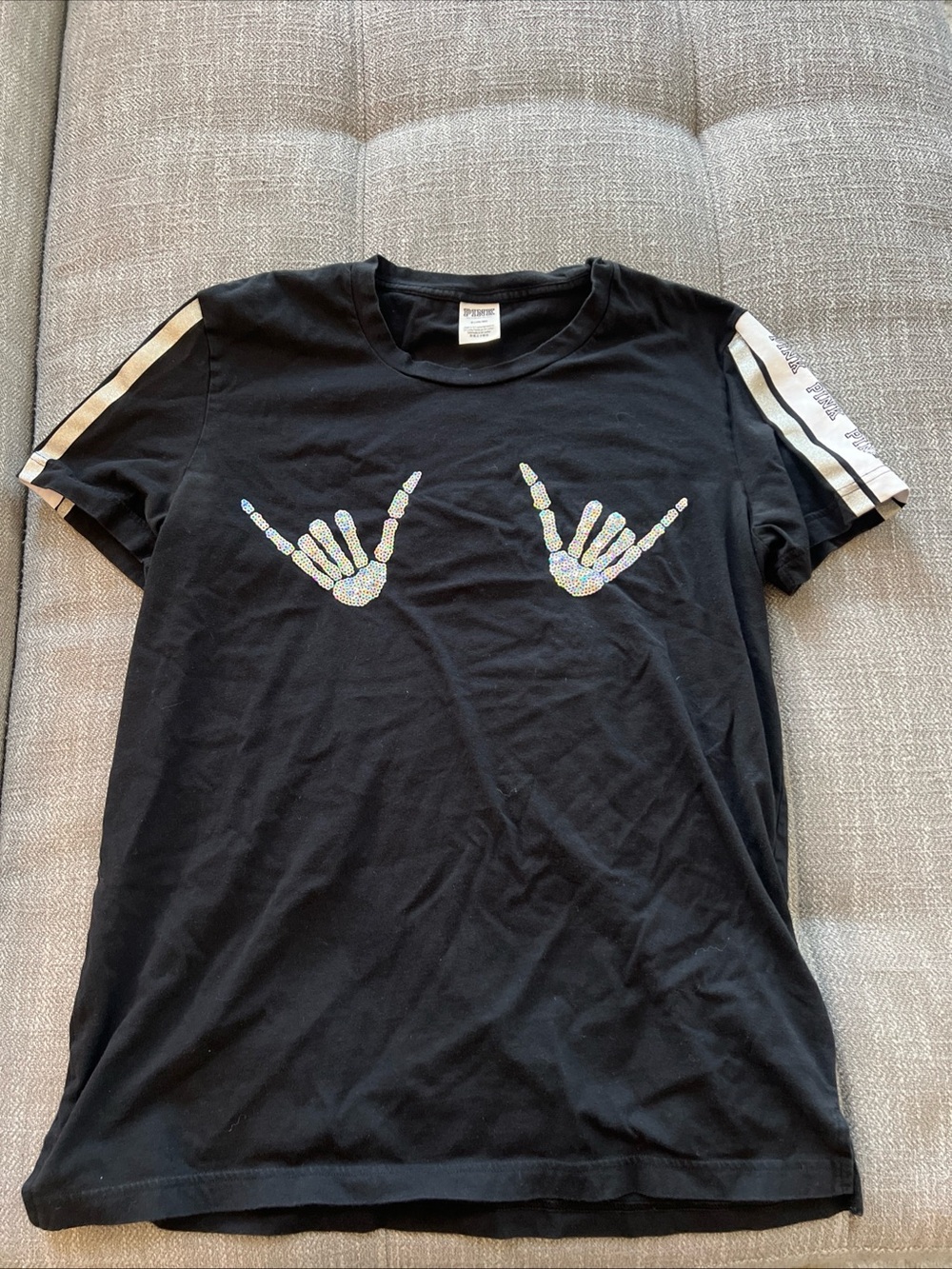 Victoria's Secret Pink Ghosting You Skeleton Hands Halloween Bling Womens Medium